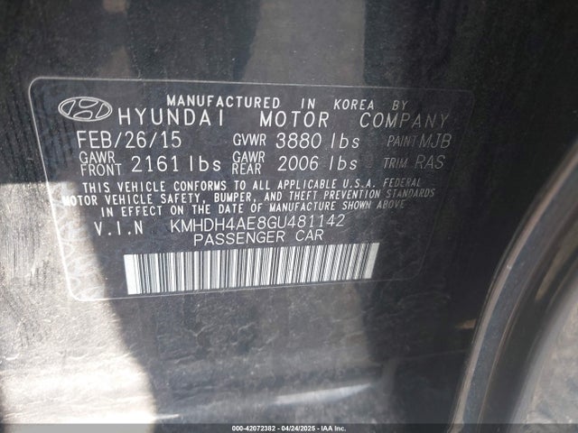 KMHDH4AE8GU481142 Hyundai ELANTRA SE