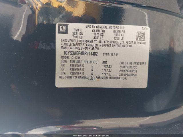 2011 CADILLAC ESCALADE 1GYS3AEF4BR271462 Photo 8