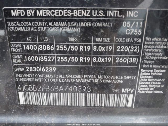 2011 MERCEDES-BENZ ML 350 BLUETEC 4JGBB2FB6BA740393 Photo 8