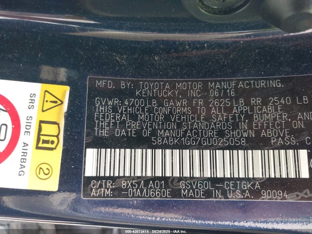 58ABK1GG7GU025058 Lexus ES 350