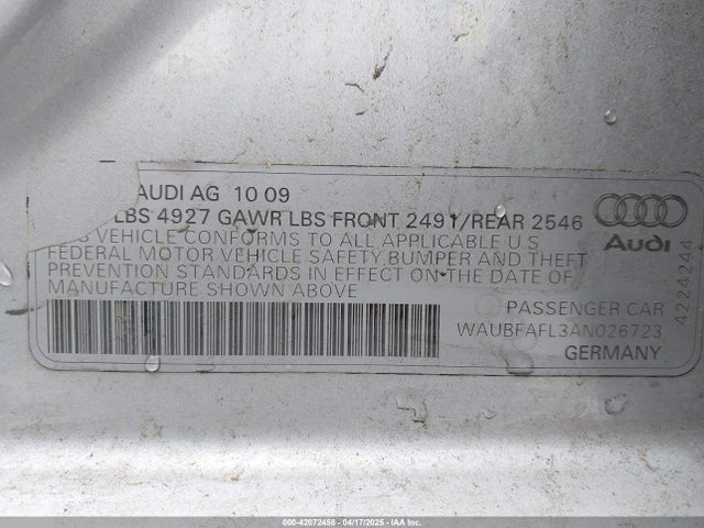 2010 AUDI A4 WAUBFAFL3AN026723 Photo 8