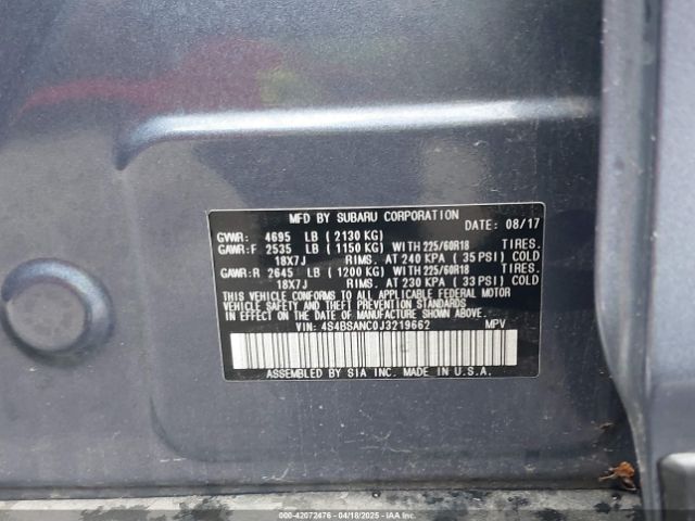 2018 SUBARU OUTBACK 4S4BSANC0J3219662 Photo 8