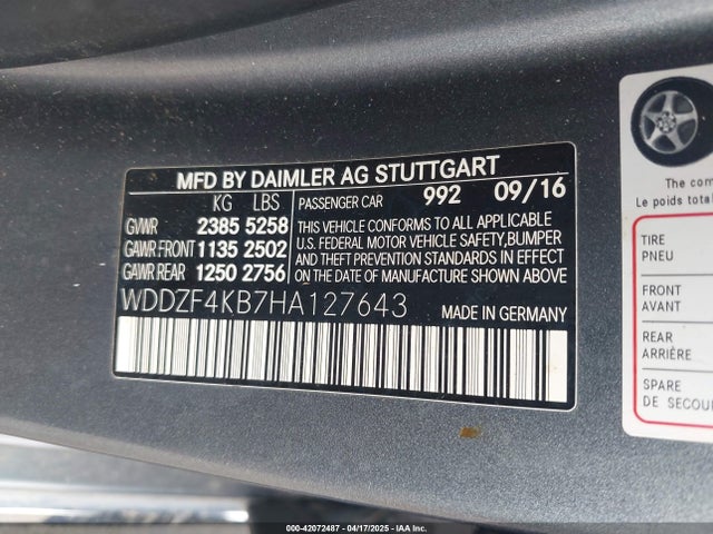 Mercedes-Benz m274 2017 WDDZF4KB7HA127643 Image 9