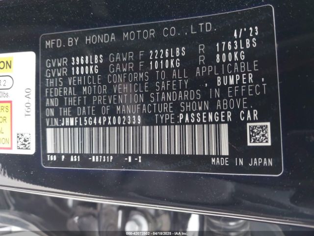 JHMFL5G44PX002339 Honda Civic Type R Touring