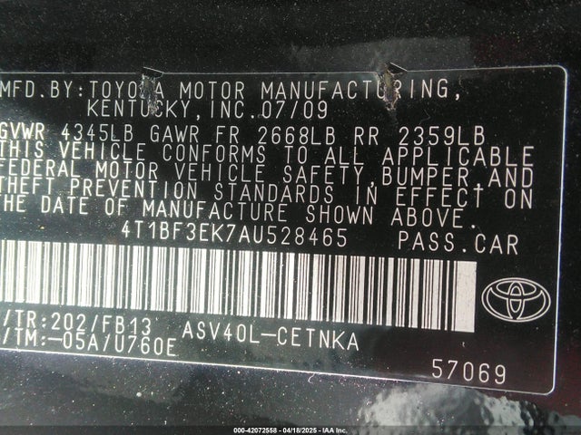 Aukcja sprzedaży 2010 Toyota Camry Le, vin: 4T1BF3EK7AU528465, numer aukcji: 42072558