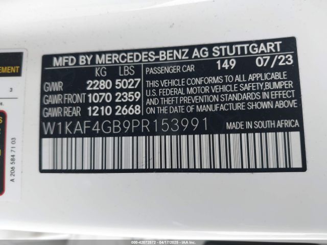 W1KAF4GB9PR153991 Mercedes-Benz C 300 Sedan