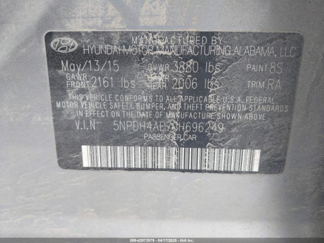 5NPDH4AE7GH696249 Hyundai ELANTRA SE