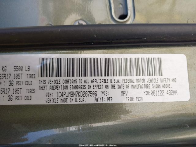 1C4PJMBN7KD287506 Jeep Cherokee Trailhawk 4x4