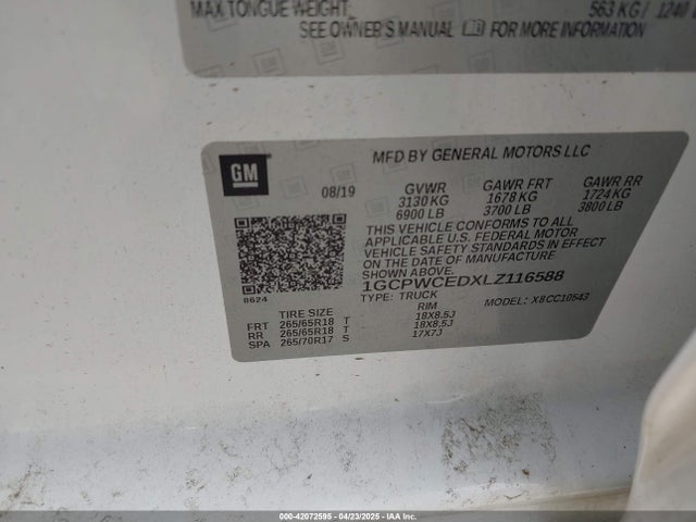 1GCPWCEDXLZ116588 Chevrolet Silverado 1500