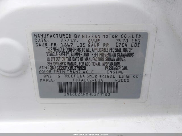 Nissan Versa Note S Plus 2017 3N1CE2CPXHL379920 Image 9