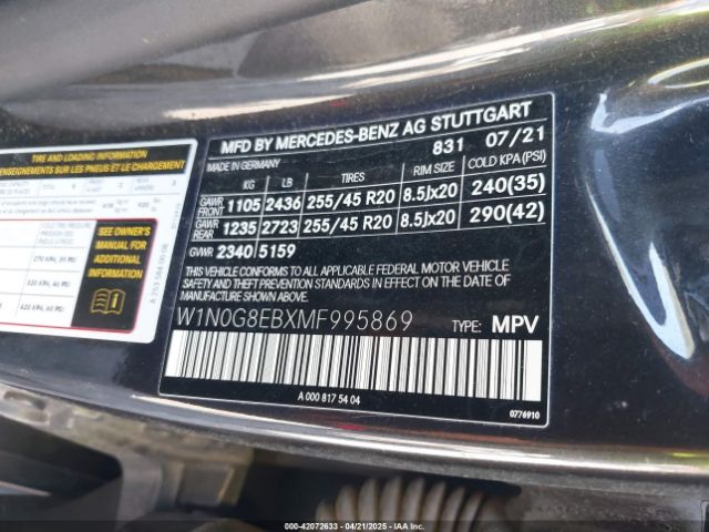 2021 MERCEDES-BENZ GLC 300 W1N0G8EBXMF995869 Photo 8