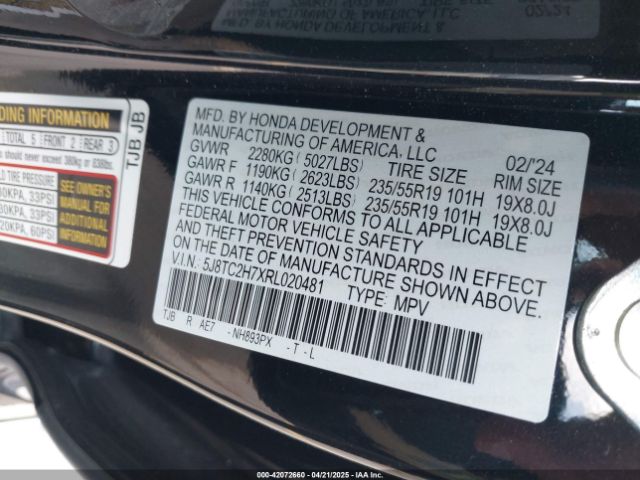 5J8TC2H7XRL020481 Acura Rdx Advance Package