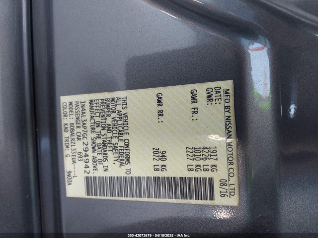 1N4AL3AP7GC294942 Nissan Altima 2.5 Sl