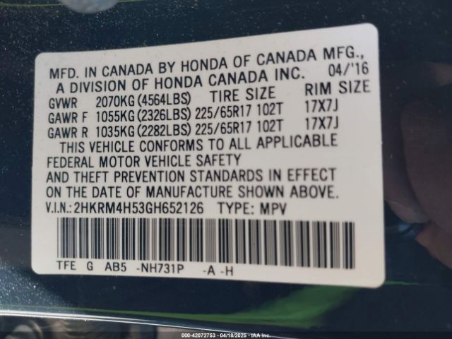 2HKRM4H53GH652126 Honda CR-V EX