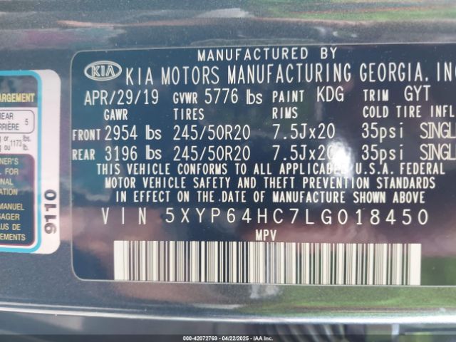 5XYP64HC7LG018450 KIA Telluride S
