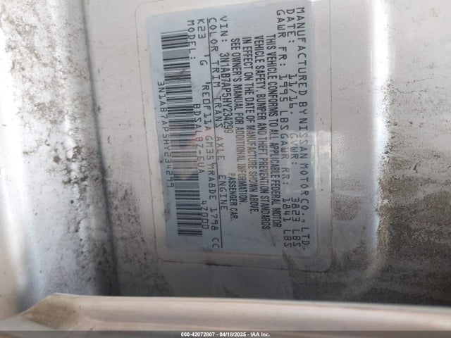 3N1AB7AP5HY234299 Nissan SENTRA S