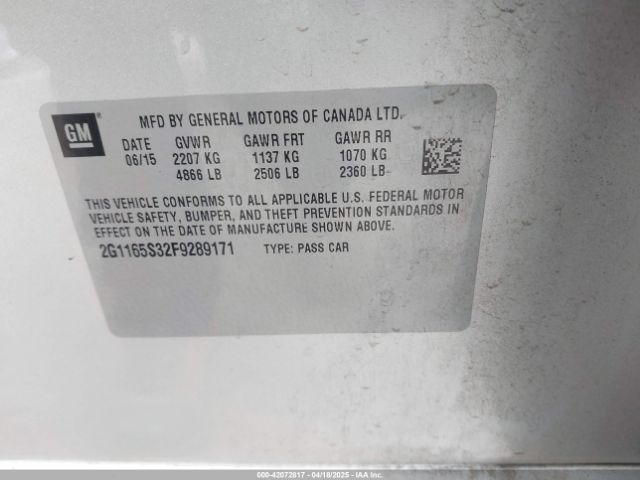 2G1165S32F9289171 Chevrolet IMPALA 2LZ