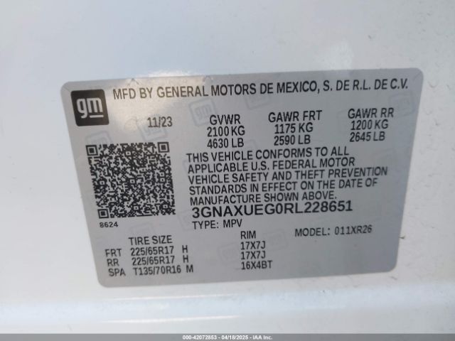 3GNAXUEG0RL228651 Chevrolet Equinox Awd Lt