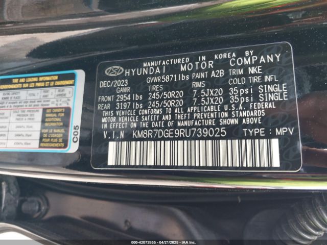 KM8R7DGE9RU739025 Hyundai Palisade Calligraphy Night Edition