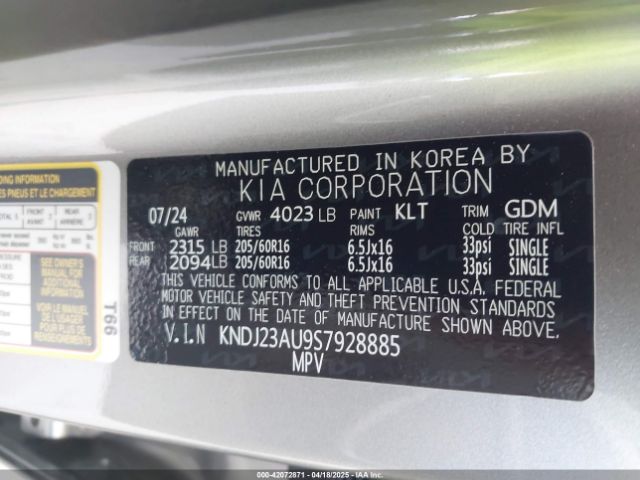 KNDJ23AU9S7928885 KIA SOUL LX