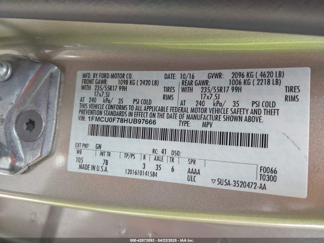 Ford ESCAPE S 2017 1FMCU0F78HUB97666 Image 9