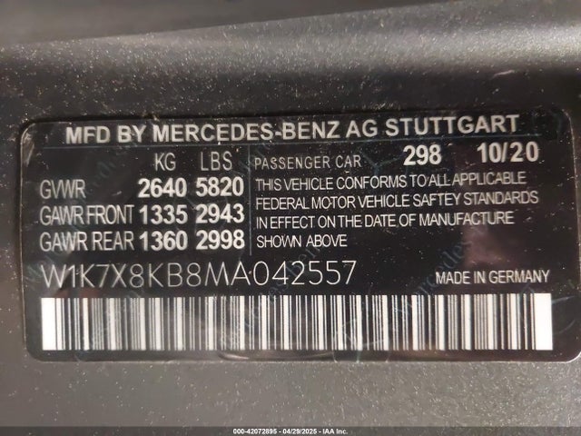 W1K7X8KB8MA036533 Mercedes-Benz Amg Gt 63 4-door Coupe S