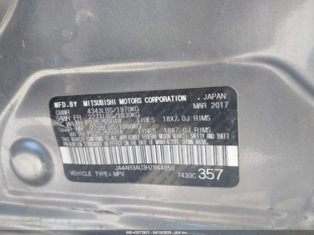 JA4AR3AU3HZ044850 Mitsubishi Outlander Sport 2.0 Le