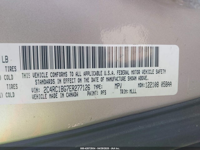 2C4RC1BG7ER277126 Chrysler Town & Country Touring