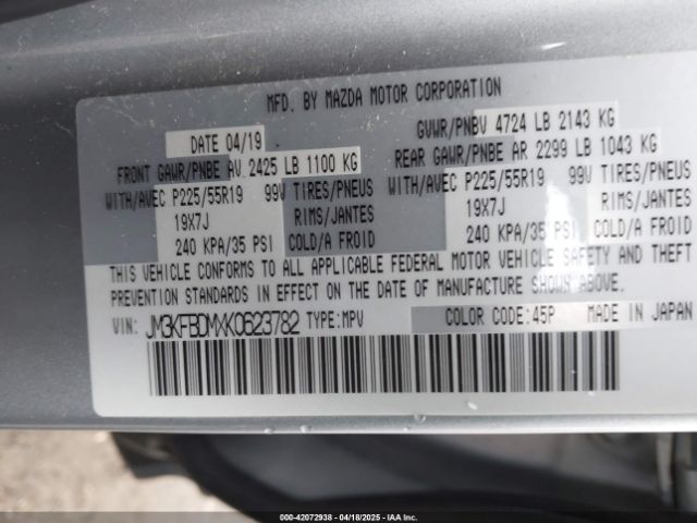 JM3KFBDMXK0623782 Mazda Cx-5 Grand Touring