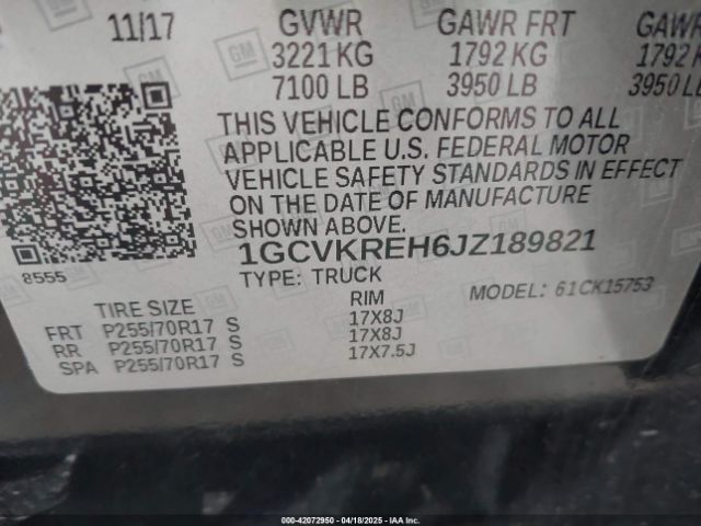 1GCVKREH6JZ189821 Chevrolet Silverado 1500 1lt