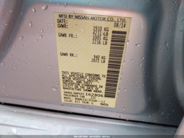 1N4AL3APXFC162806 Nissan Altima 2.5 S