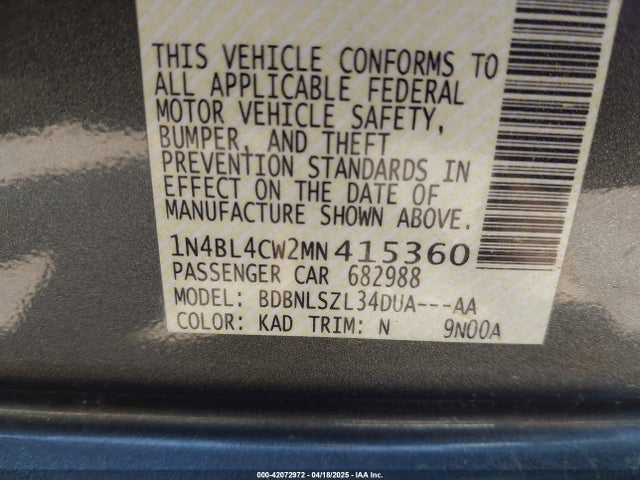 Nissan Altima Sr Intelligent Awd 2021 1N4BL4CW2MN415360 Image 9