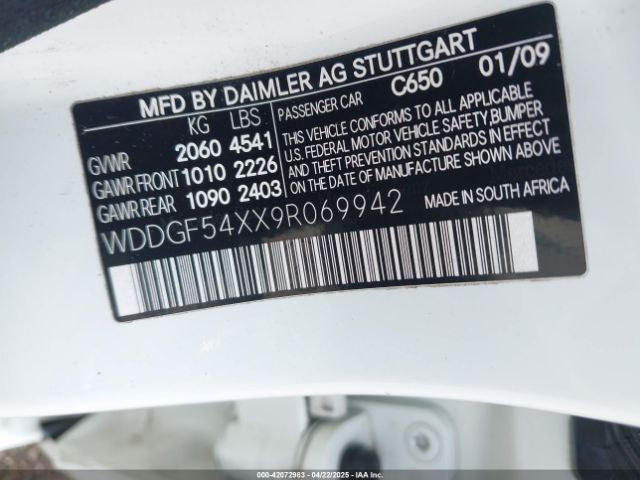 2009 MERCEDES-BENZ C 300 WDDGF54XX9R069942 Photo 8