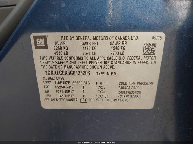 2GNALCEK3G6133206 Chevrolet lea - e85 max, aluminum