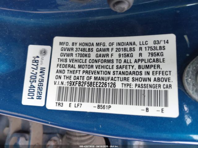 19XFB2F58EE226126 Honda Civic Lx
