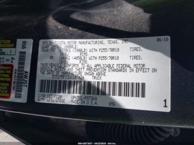 5TFEM5F13GX107424 Toyota Tundra Sr5 4.6l V8