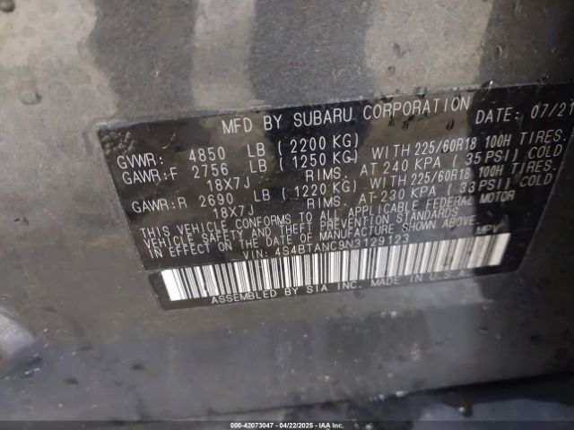 4S4BTANC9N3129123 Subaru Outback Limited