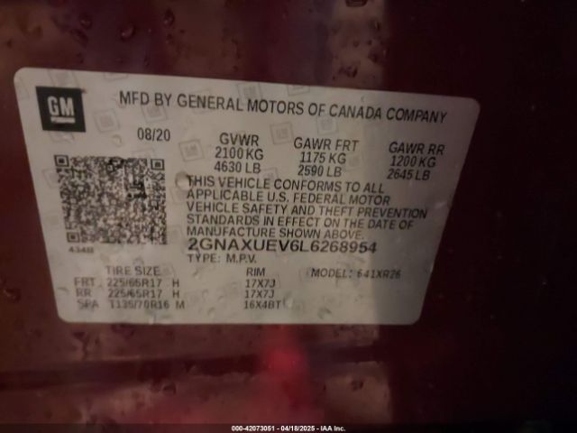 2GNAXUEV6L6268954 Chevrolet Equinox Awd Lt 1.5l Turbo