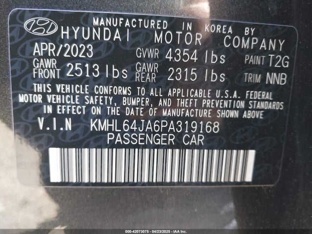 KMHL64JA6PA319168 Hyundai SONATA SEL