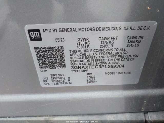 3GNAXTEG9PL269304 Chevrolet Equinox Awd 2fl
