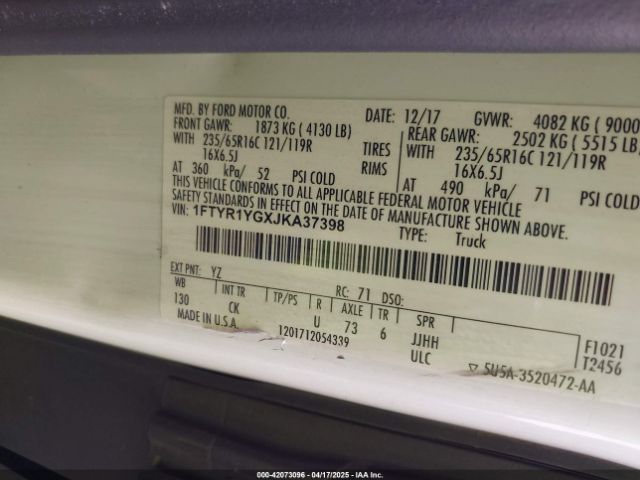 1FTYR1YGXJKA37398 Ford Transit-250