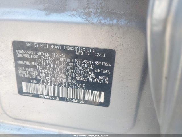 JF2GPBKC3EH257905 Subaru Xv Crosstrek Hybrid 2.0i Touring