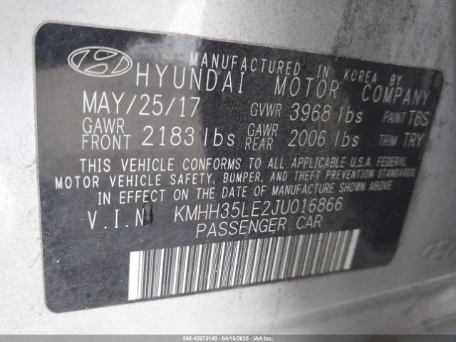 KMHH35LE2JU016866 Hyundai ELANTRA GT