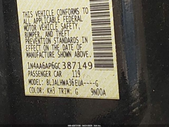 1N4AA6AP6GC387149 Nissan Maxima 3.5 Platinum