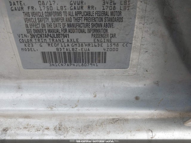 3N1CN7AP4JL807941 Nissan 2018