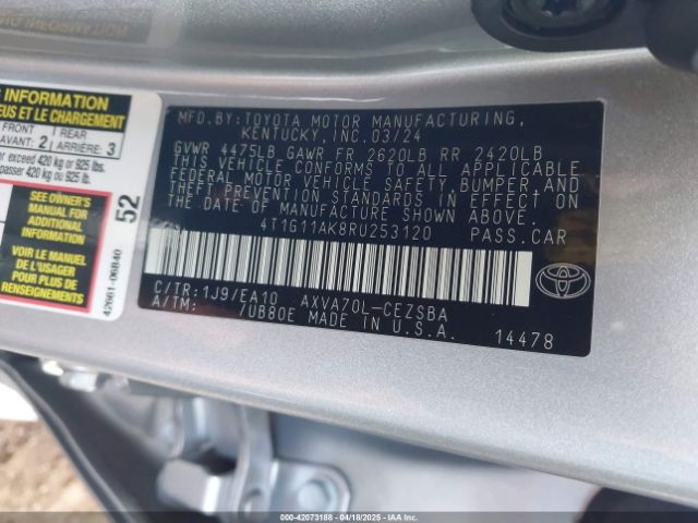 4T1G11AK8RU253120 Toyota CAMRY SE