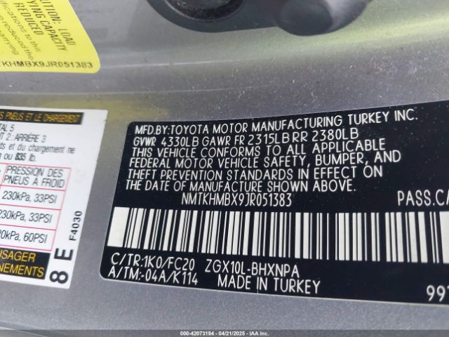 NMTKHMBX9JR051383 Toyota C-HR XLE