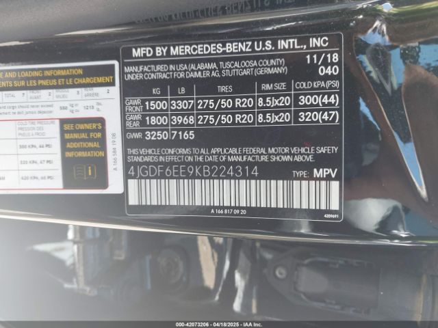 4JGDF6EE9KB224314 Mercedes-Benz Gls 450 4matic