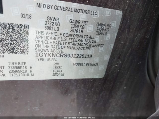 1GYKNCRS9JZ225119 Cadillac XT5 LUXURY