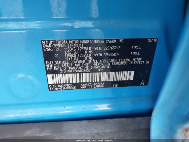 2T3H1RFV5KW034652 Toyota RAV4 LE